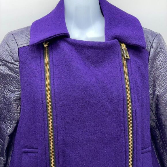 Nanette Lapore Moto Style Jacket in Royal Purple Wool and Polyurethane Body - Picture 5 of 14